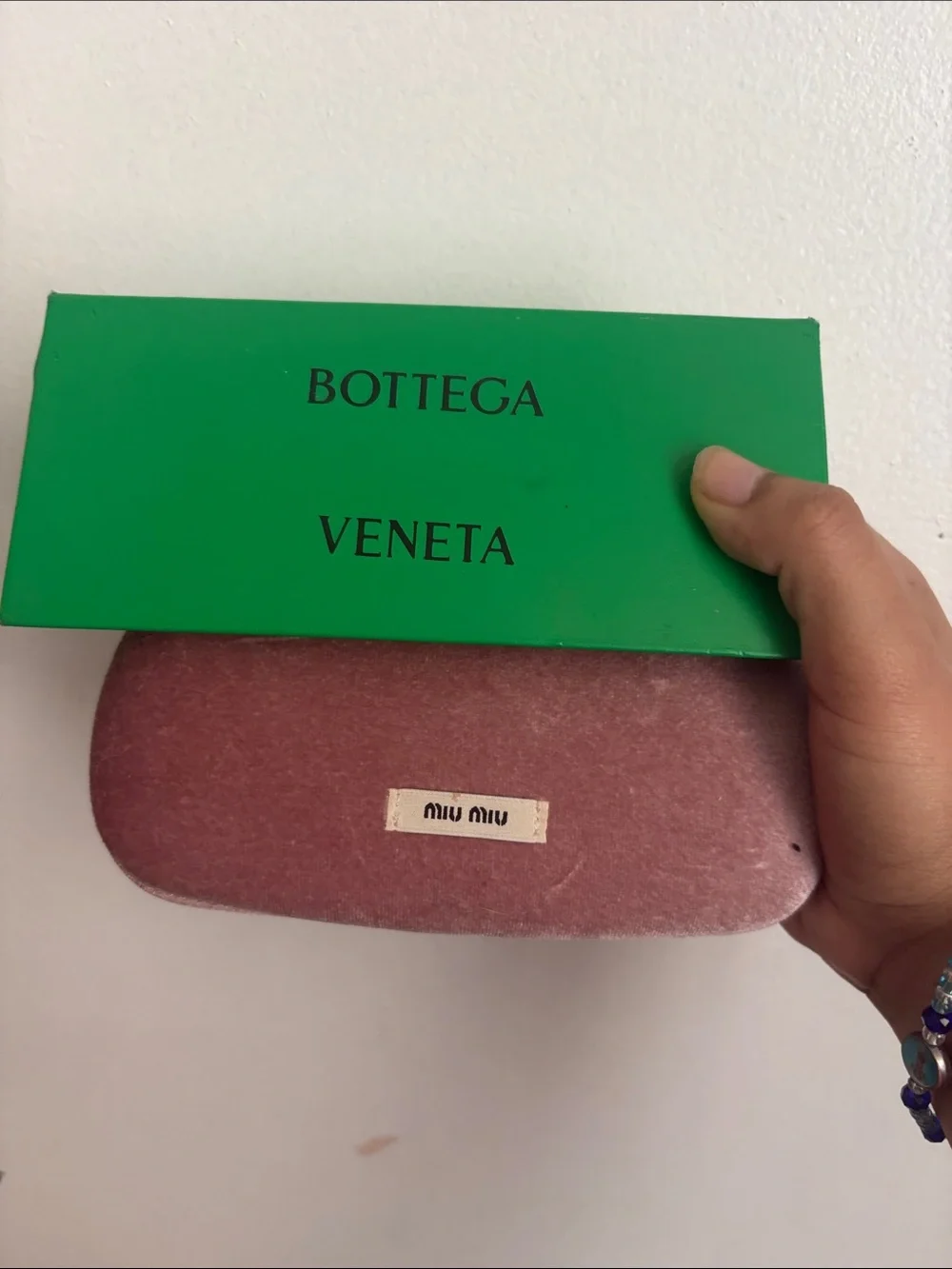Bottega and mui mui glasses case